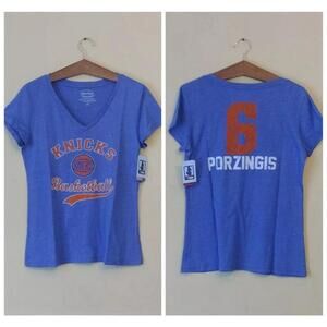 New York Knicks Porzingis NBA Womens V-Neck Tee by Majestic Threads L & 2X